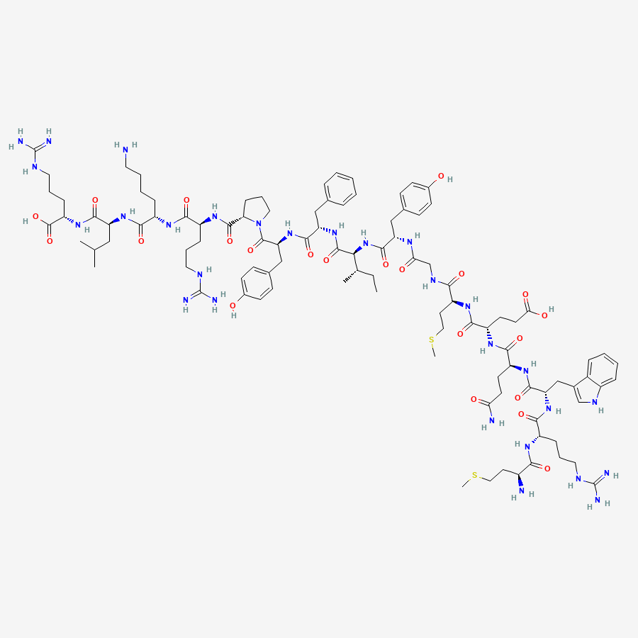 2D molecular structure of linear MOTS-C, MRWQEMGYIFYPRKLR