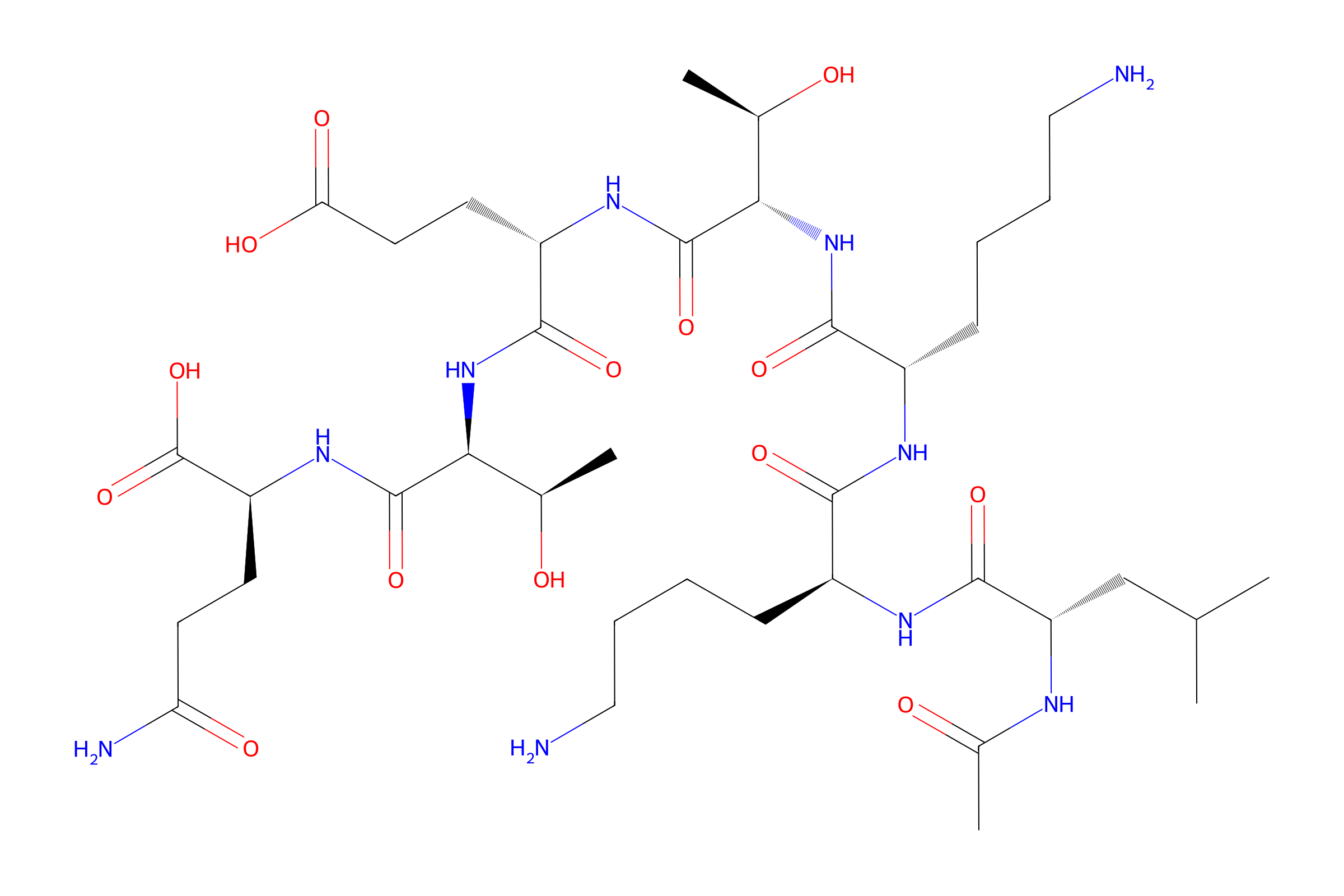 2D molecular structure of TB-500 (Ac-LKKTETQ-OH)